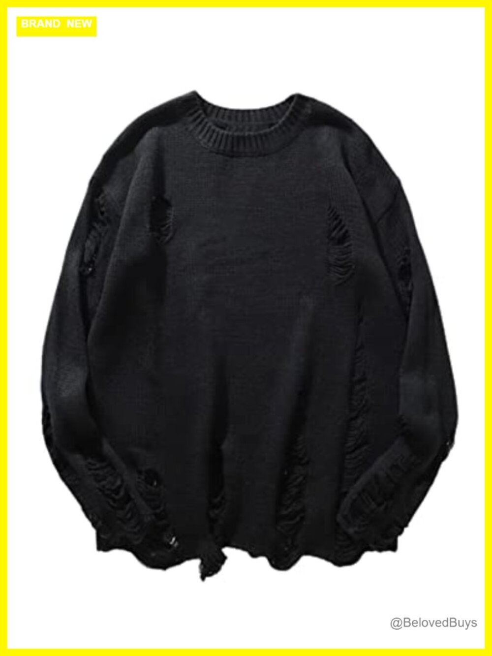 Women's Oversized Striped Ripped Pullover Sweater Gothic Punk Knit Top